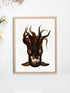 vintage squid wall art light wood frame